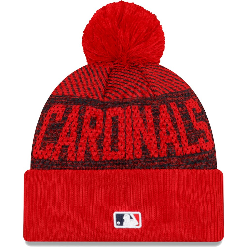 St. Louis Cardinals New Era Authentic Collection Sport Cuffed Knit Hat with Pom - Red Hats