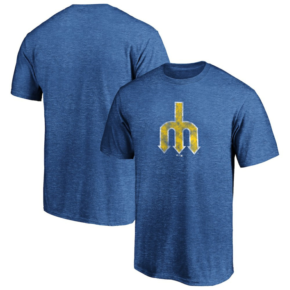 Seattle Mariners Cooperstown Collection True Classics Throwback Logo Tri-Blend T-Shirt - Royal T-shirts
