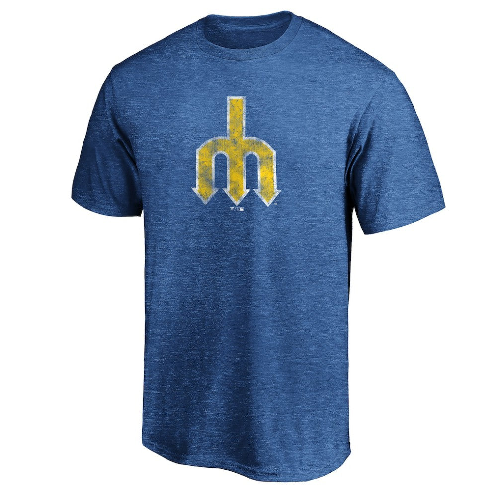 Seattle Mariners Cooperstown Collection True Classics Throwback Logo Tri-Blend T-Shirt - Royal T-shirts
