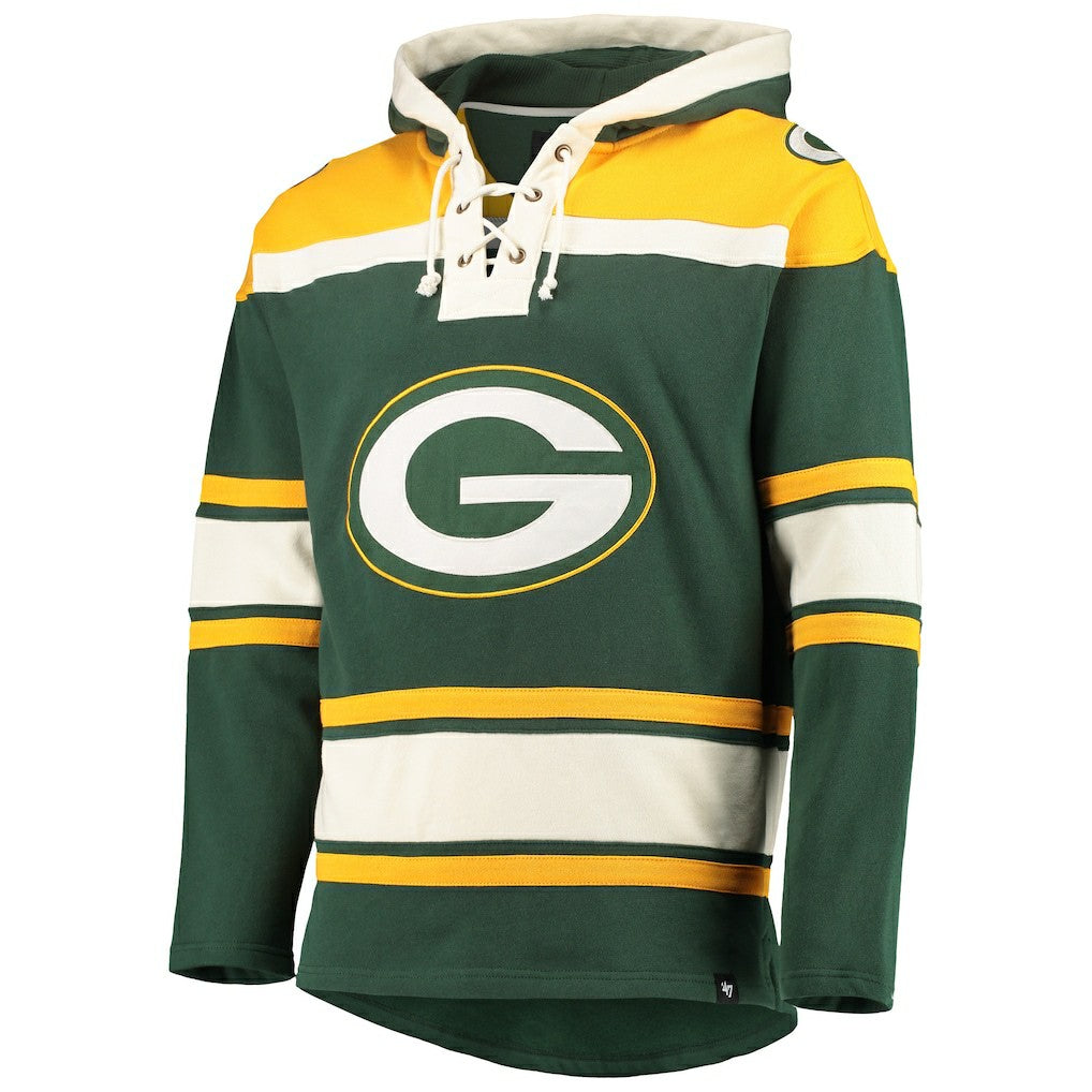 Green Bay Packers '47 Lacer V-Neck Pullover Hoodie Green/Gold