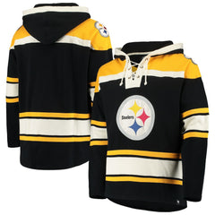 Pittsburgh Steelers '47 Lacer V-Neck Pullover Hoodie Black/Gold
