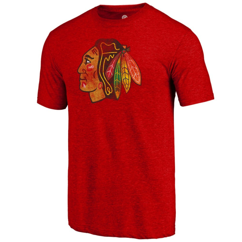 NHL Chicago Blackhawks Distressed Tri-Blend T-Shirt - Red