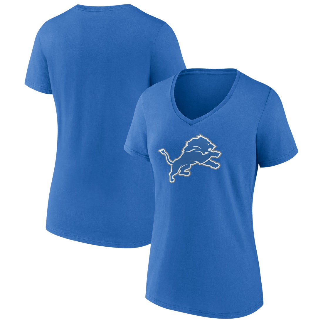 Detroit Lions Women's Primary Team Logo V-Neck T-Shirt Blue