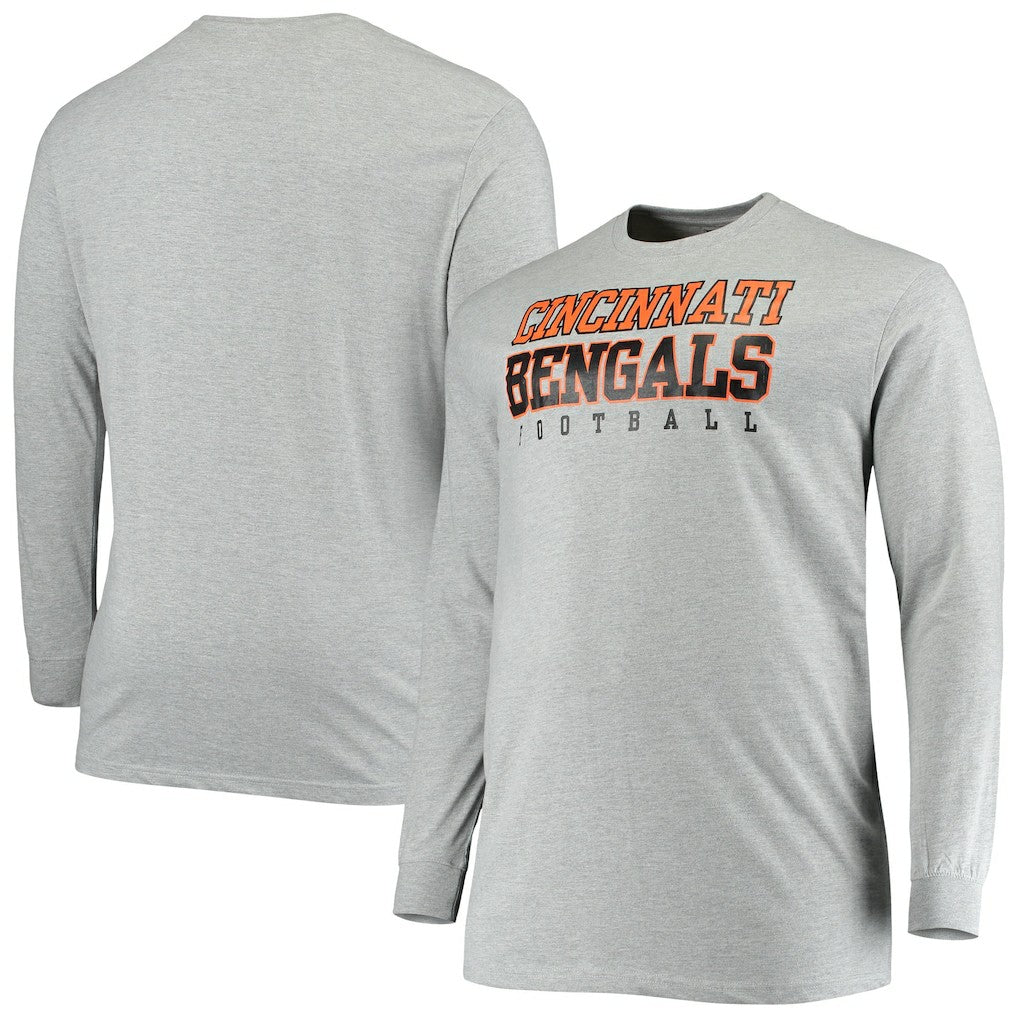 Cincinnati Bengals Big & Tall Practice Long Sleeve T-Shirt Heathered Gray