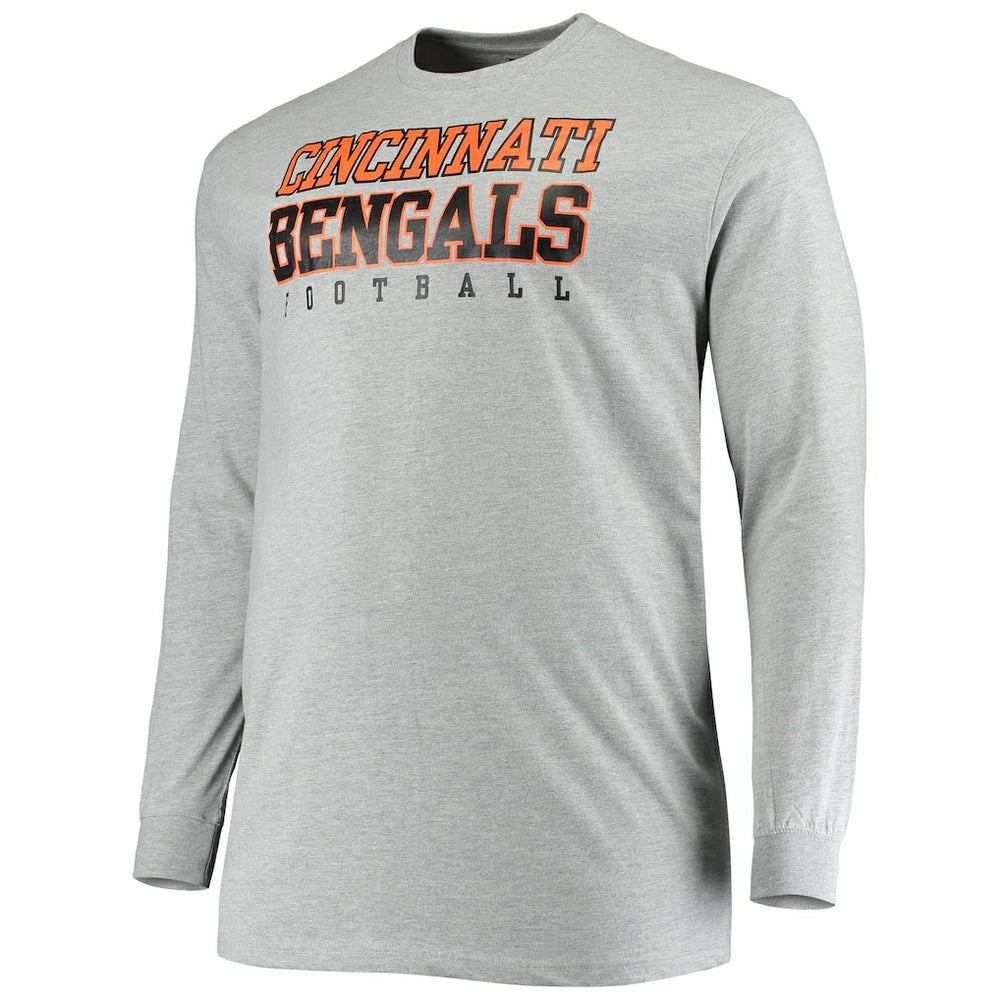 Cincinnati Bengals Big & Tall Practice Long Sleeve T-Shirt Heathered Gray
