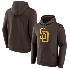 San Diego Padres Official Logo Fitted Pullover Hoodie - Brown Hoodies