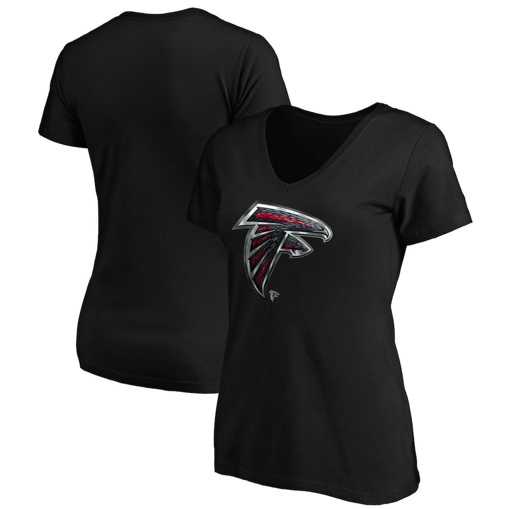 Atlanta Falcons Women's Midnight Mascot Logo V-Neck T-Shirt Black