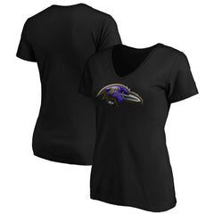 Baltimore Ravens Women's Midnight Mascot Logo V-Neck T-Shirt Black