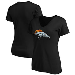 Denver Broncos Women's Midnight Mascot Logo V-Neck T-Shirt Black