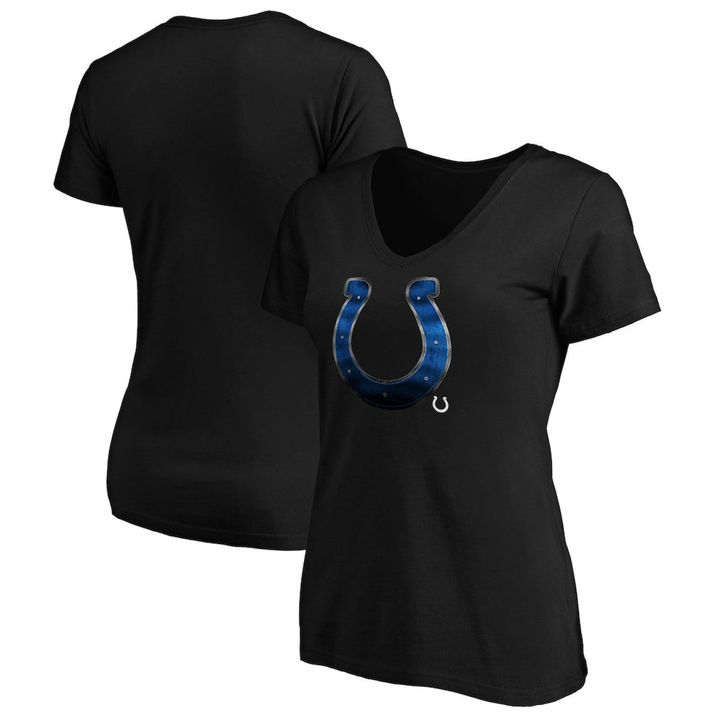 Indianapolis Colts Women's Midnight Mascot Logo V-Neck T-Shirt Black