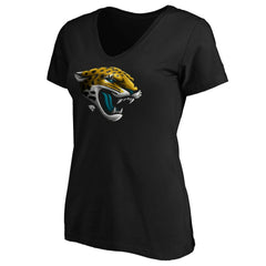 Jacksonville Jaguars Women's Midnight Mascot Logo V-Neck T-Shirt Black