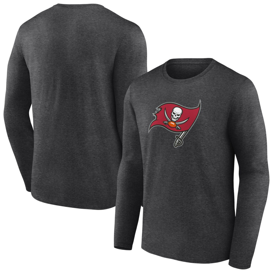 Tampa Bay Buccaneers Primary Team Logo Long Sleeve T-Shirt Charcoal