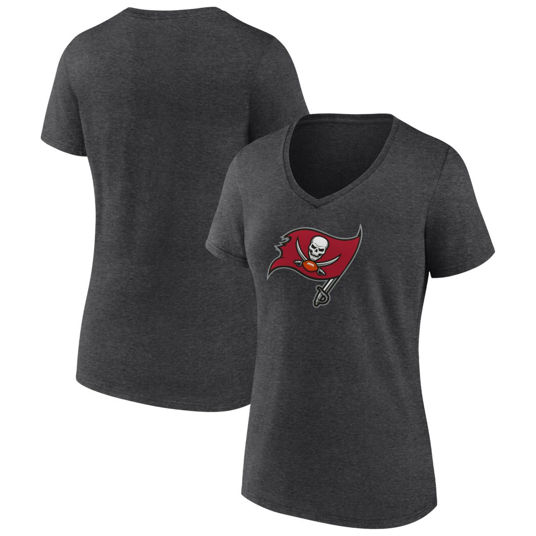 Tampa Bay Buccaneers Women's Primary Team Logo V-Neck T-Shirt Charcoal