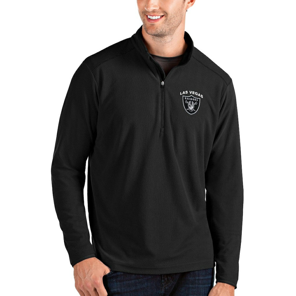 Las Vegas Raiders Antigua Glacier Quarter-Zip Pullover Jacket Black