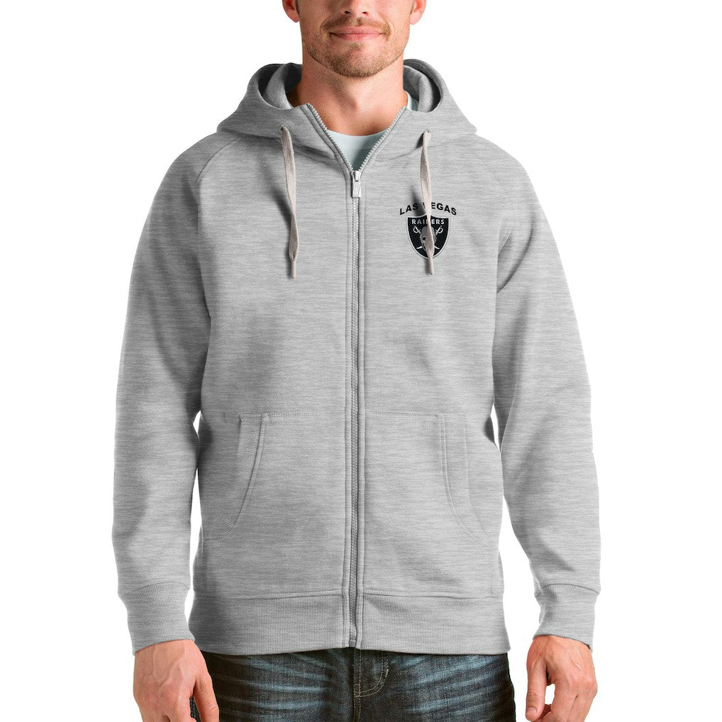 Las Vegas Raiders Antigua Victory Full-Zip Hoodie Heather Gray