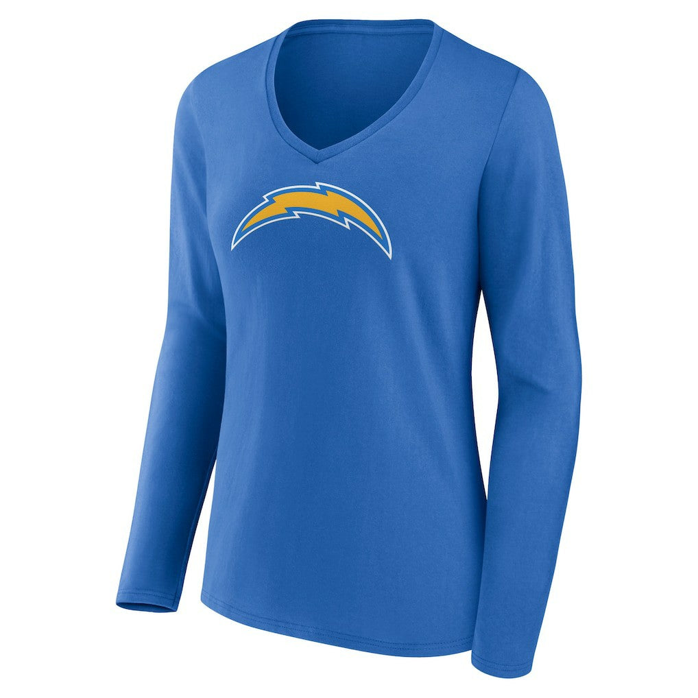Los Angeles Chargers Women's Primary Team Logo Long Sleeve V-Neck T-Shirt Powder Blue