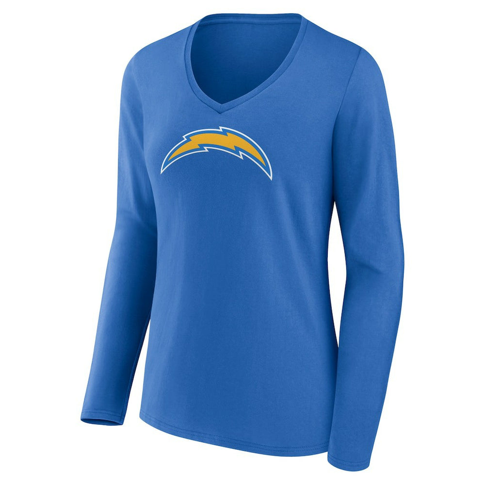 Los Angeles Chargers Women's Primary Team Logo Long Sleeve V-Neck T-Shirt Powder Blue