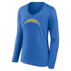 Los Angeles Chargers Women's Primary Team Logo Long Sleeve V-Neck T-Shirt Powder Blue
