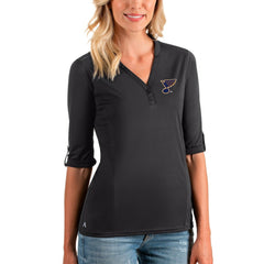 NHL St. Louis Blues Antigua Women's Accolade 3/4 Sleeve V-Neck Top - Charcoal
