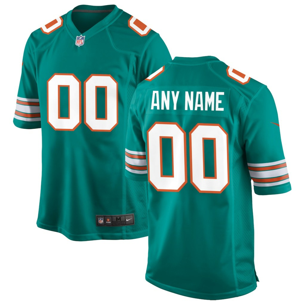 Miami Dolphins Alternate Custom Game Jersey Aqua