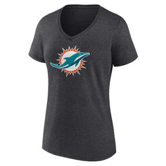 Miami Dolphins Women's Primary Team Logo V-Neck T-Shirt Charcoal
