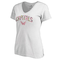 NHL Washington Capitals Women's Floral Arched V-Neck T-Shirt - White