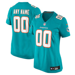 Miami Dolphins Women's Custom Game Jersey Aqua