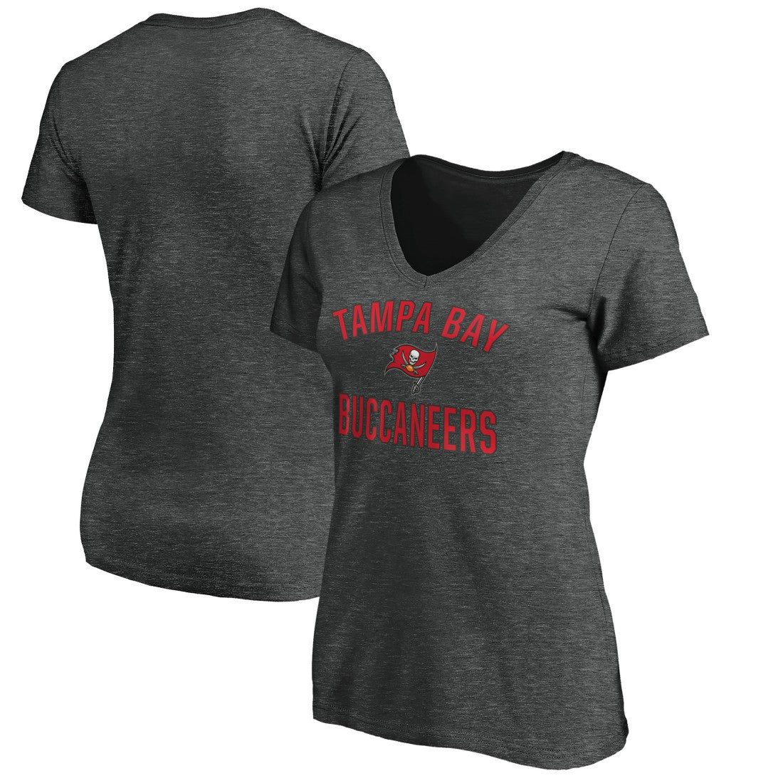 Tampa Bay Buccaneers Women's Victory Arch V-Neck T-Shirt Heathered Gray