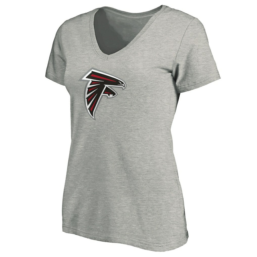 Atlanta Falcons Women's Primary Logo V-Neck T-Shirt Heather Gray