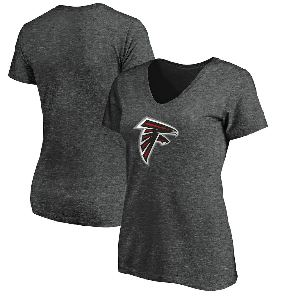 Atlanta Falcons Women's Primary Logo V-Neck T-Shirt Heather Gray
