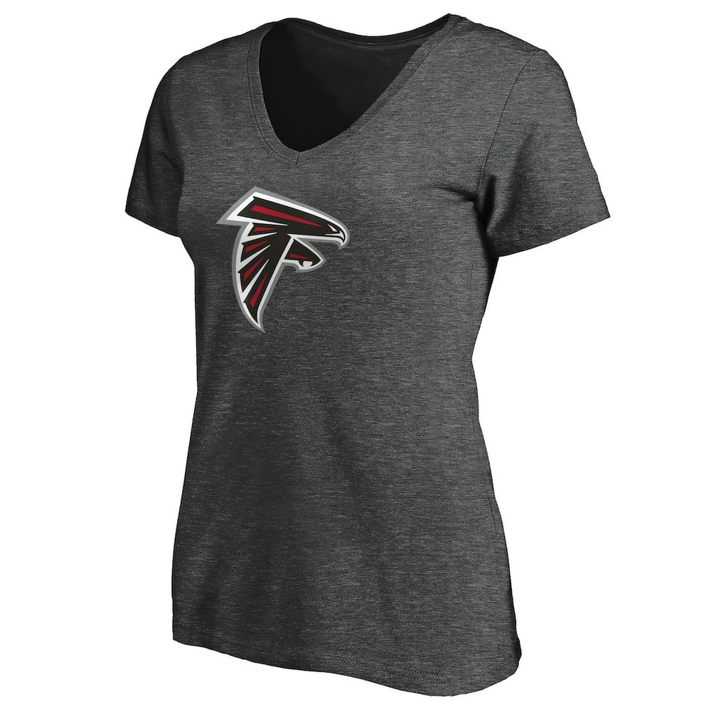 Atlanta Falcons Women's Primary Logo V-Neck T-Shirt Heather Gray