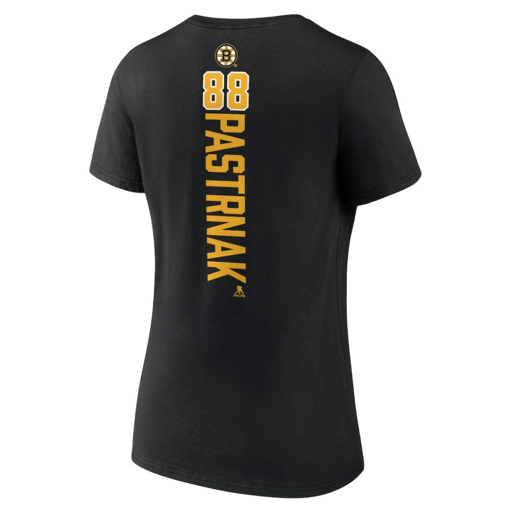 NHL David Pastrnak Boston Bruins Women's Playmaker V-Neck T-Shirt - Black