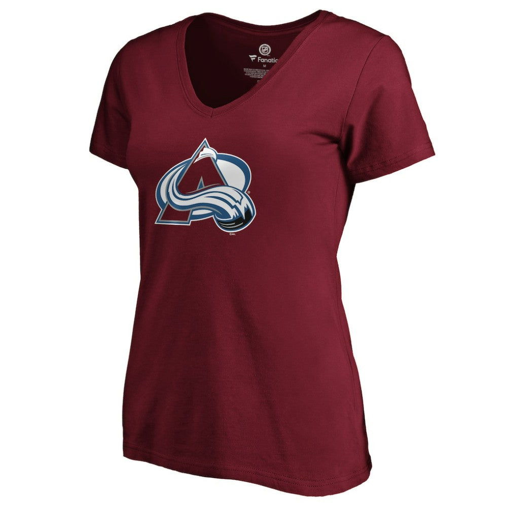 NHL Nathan MacKinnon Colorado Avalanche Women's Playmaker V-Neck T-Shirt - Garnet