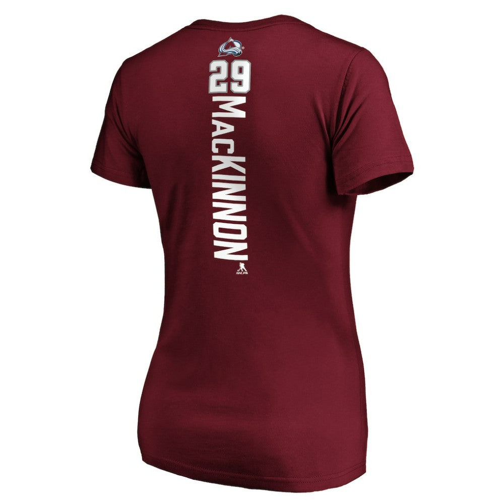 NHL Nathan MacKinnon Colorado Avalanche Women's Playmaker V-Neck T-Shirt - Garnet
