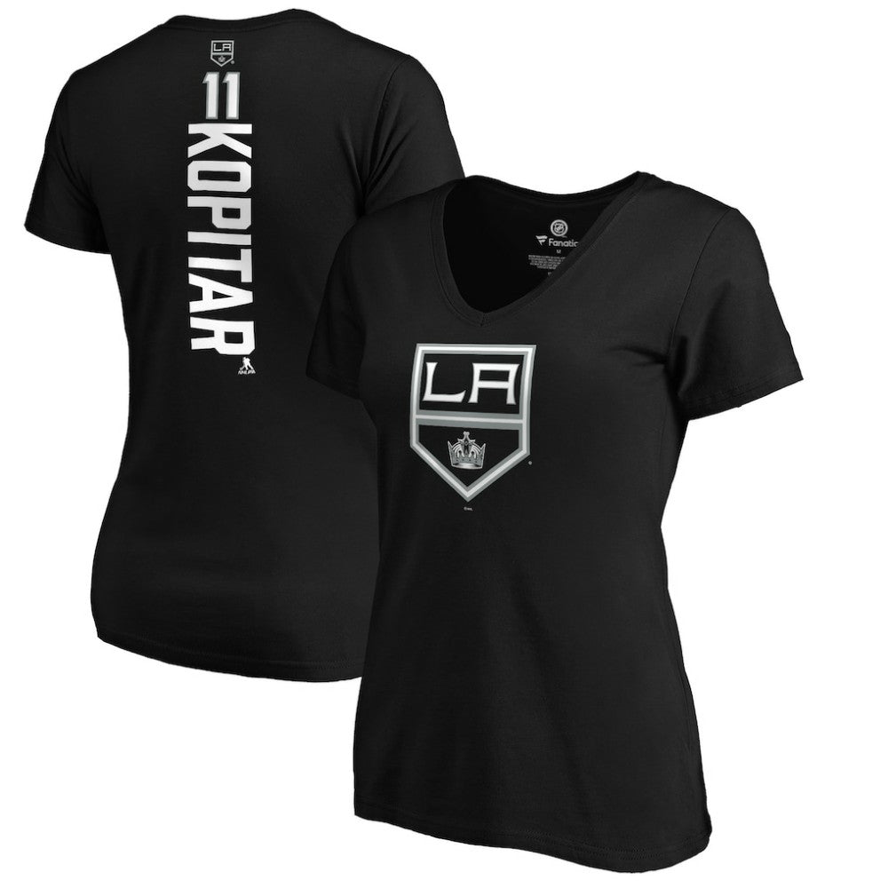 NHL Anze Kopitar Los Angeles Kings Women's Playmaker V-Neck T-Shirt - Black