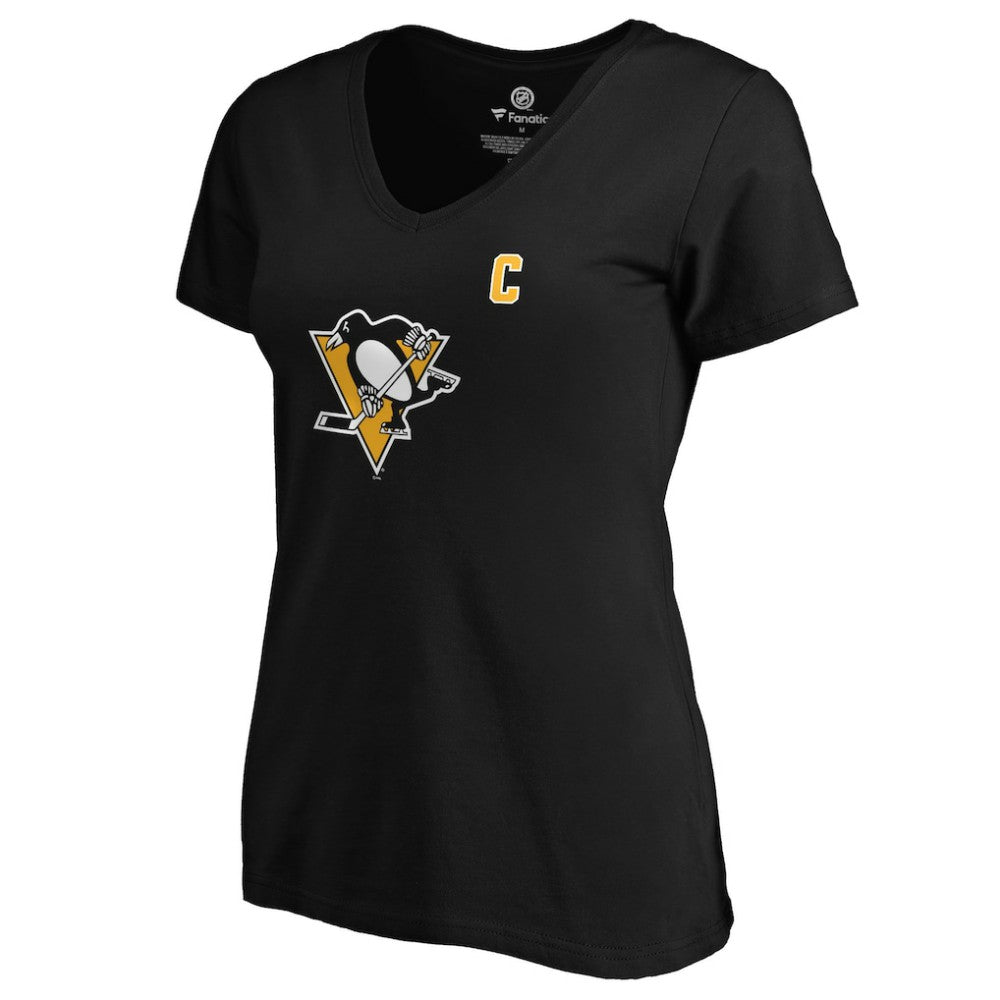 NHL Sidney Crosby Pittsburgh Penguins Women's Playmaker V-Neck T-Shirt - Black