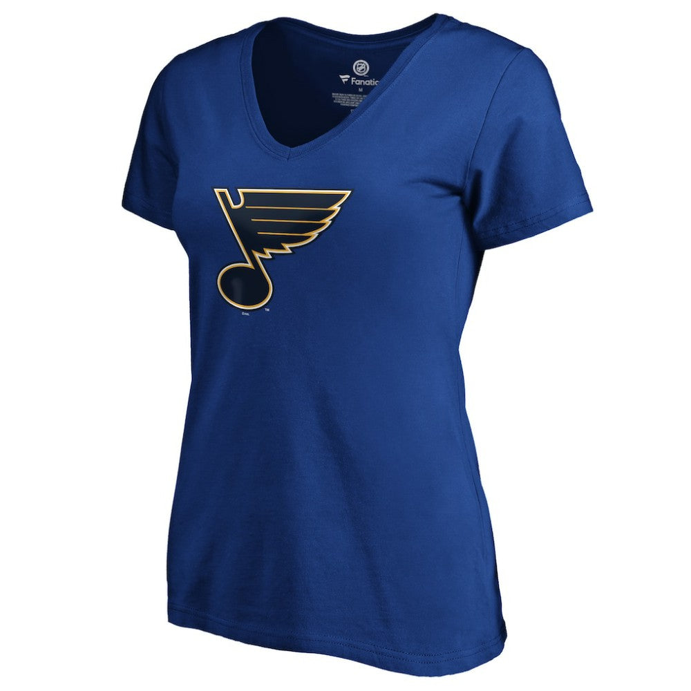 NHL Jordan Binnington St. Louis Blues Women's Playmaker V-Neck T-Shirt - Royal