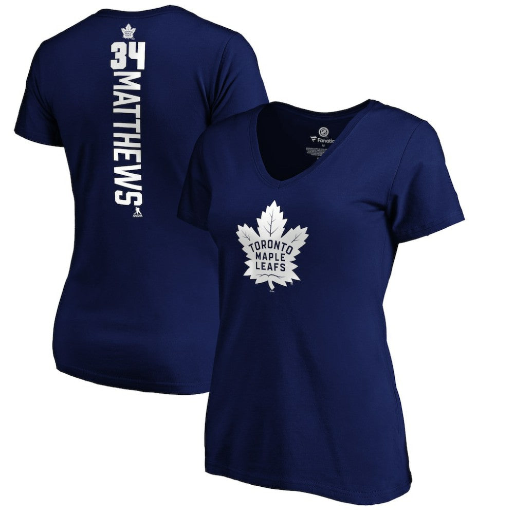 NHL Auston Matthews Toronto Maple Leafs Women's Playmaker V-Neck T-Shirt - Royal