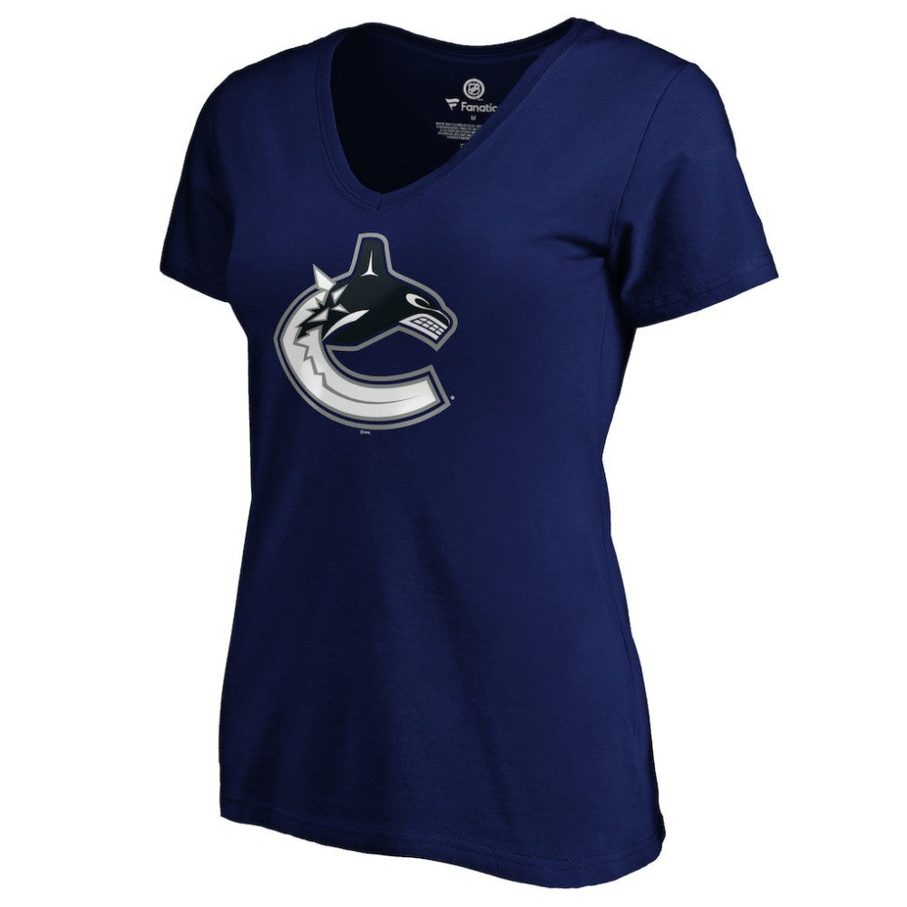 NHL Elias Pettersson Vancouver Canucks Women's Playmaker V-Neck T-Shirt - Royal
