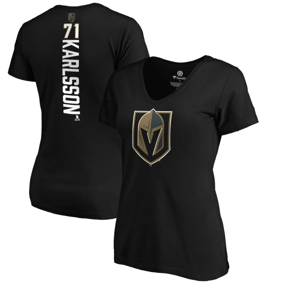 NHL William Karlsson Vegas Golden Knights Women's Playmaker V-Neck T-Shirt - Black