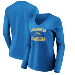 Los Angeles Chargers Women's Victory Arch Long Sleeve V-Neck T-Shirt Powder Blue
