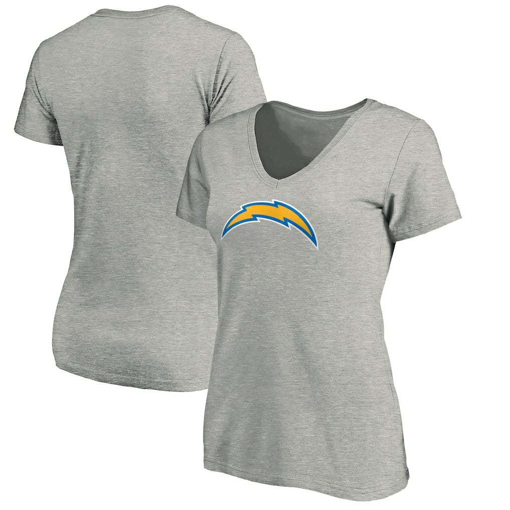 Los Angeles Chargers Women's Primary Logo V-Neck T-Shirt Heather Gray