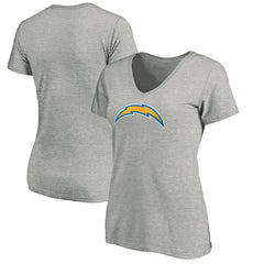 Los Angeles Chargers Women's Primary Logo V-Neck T-Shirt Heather Gray