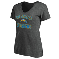 Los Angeles Chargers Women's Victory Arch V-Neck T-Shirt Heathered Gray
