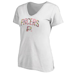 Indiana Pacers Women's Floral Arch V-Neck T-Shirt White
