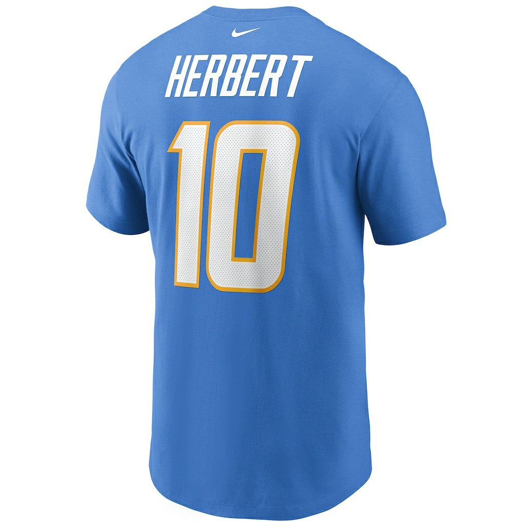 Justin Herbert Los Angeles Chargers Name & Number T-Shirt Powder Blue