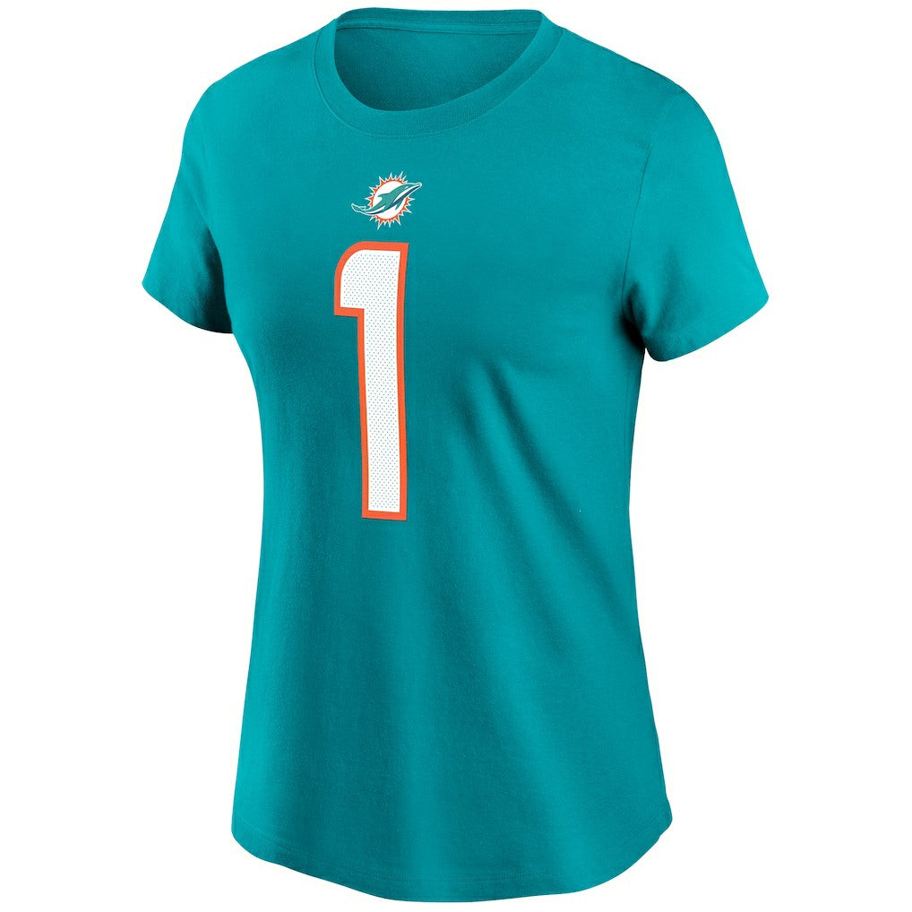 Tua Tagovailoa Miami Dolphins Women's Name & Number T-Shirt Aqua