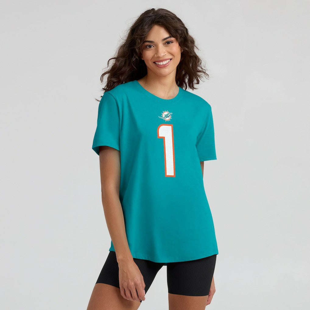 Tua Tagovailoa Miami Dolphins Women's Name & Number T-Shirt Aqua