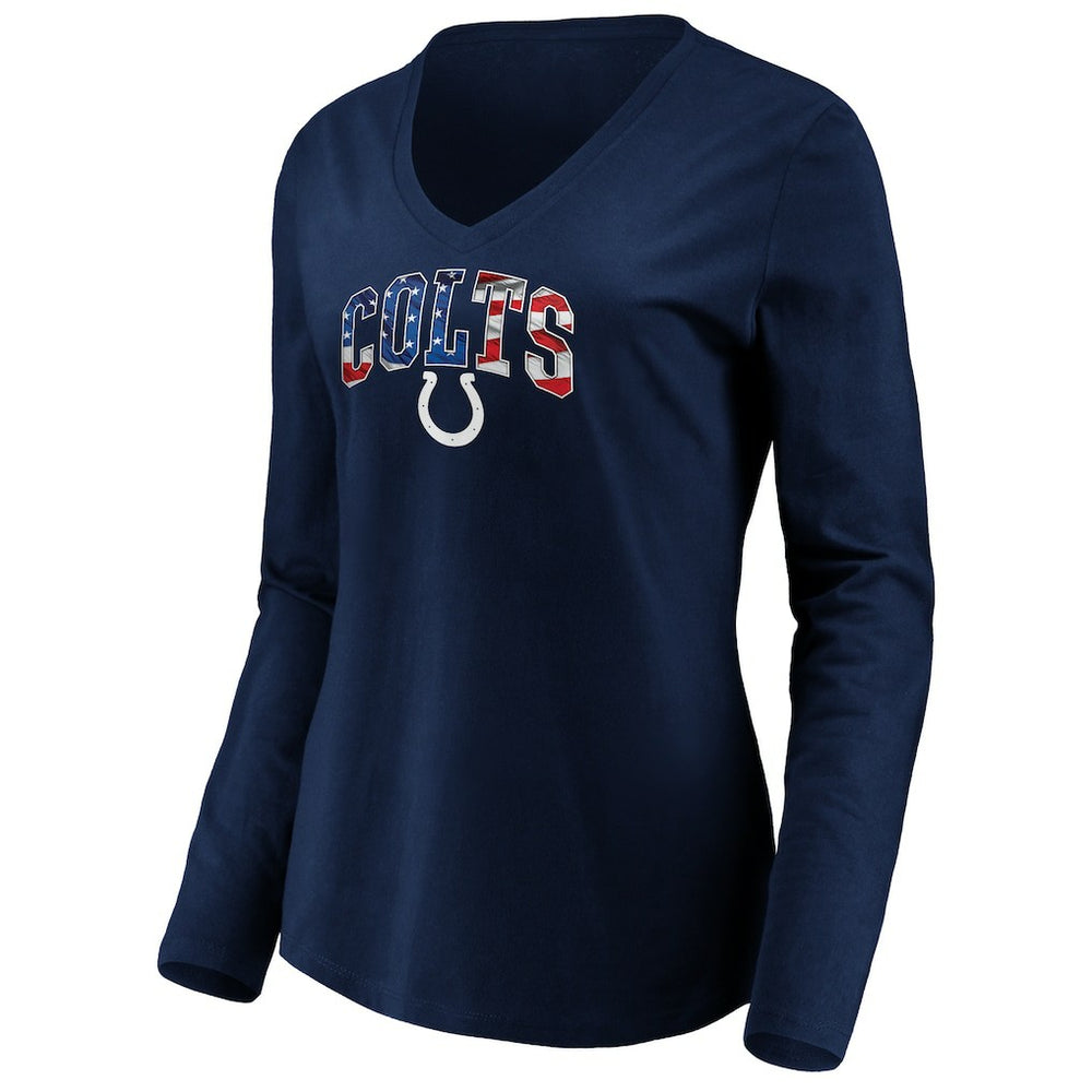 Indianapolis Colts Women's Banner Wave V-Neck Long Sleeve T-Shirt Navy
