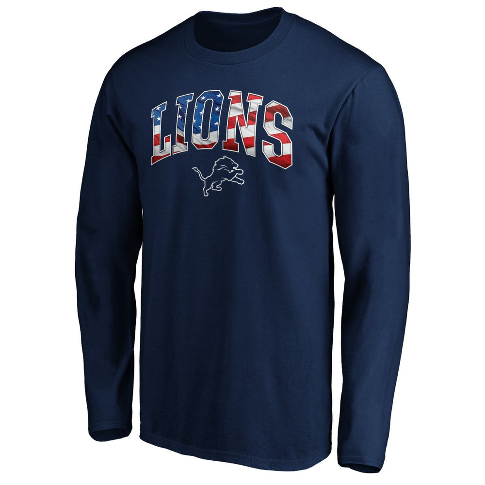 Detroit Lions Banner Wave Long Sleeve T-Shirt Navy